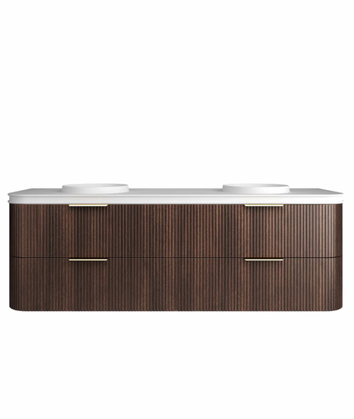 Havana Fluted 1800mm Sable Walnut Wall Hung Curve Vanity