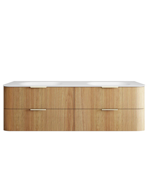 Havana Fluted 1800mm Sable Walnut Wall Hung Curve Vanity