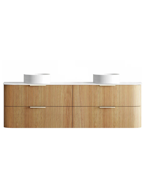 Havana Fluted 1800mm Sable Walnut Wall Hung Curve Vanity