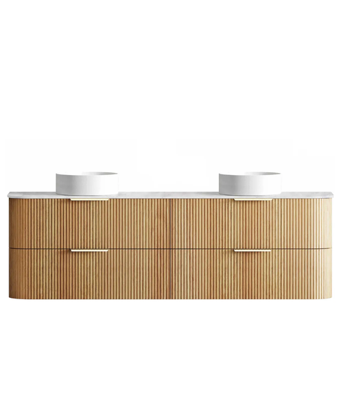 Havana Fluted 1800mm Sable Walnut Wall Hung Curve Vanity