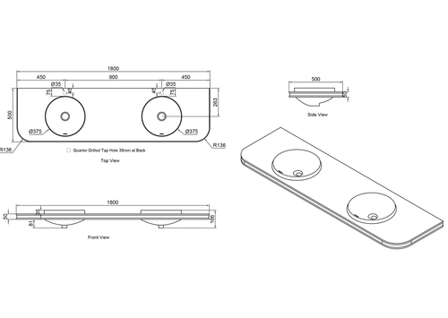 Havana Fluted 1800mm Sable Walnut Wall Hung Curve Vanity