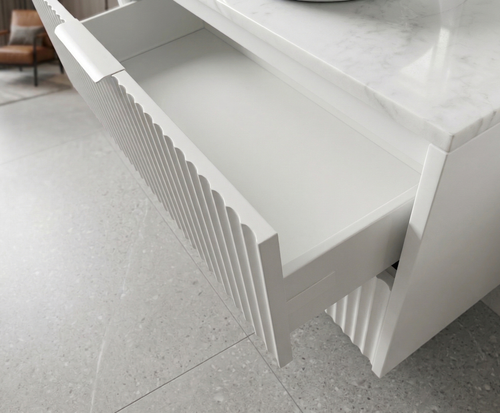 Cove 25 SATIN WHITE Twin Fluted 1500 mm Vanity - Optional Stone Bench Top