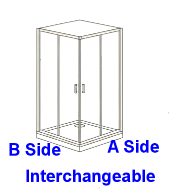 Semi Frameless Corner Double Sliding Door Shower Screen - Chrome 