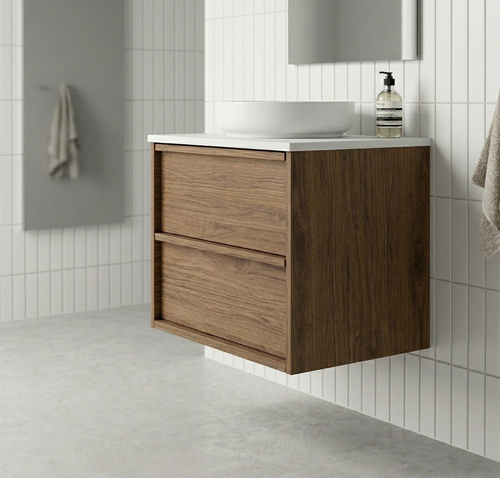 LEVI Wall Hung Vanity 900 mm Push Open with Optional Stone Bench Top - All Drawer