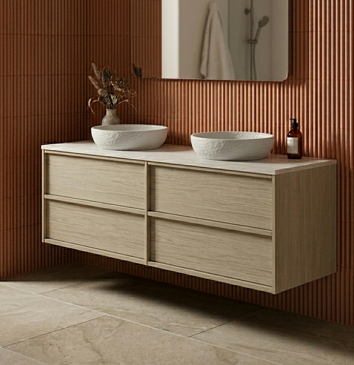 LEVI Wall Hung Vanity 1500 mm Push Open with Optional Stone Bench Top - All Drawer