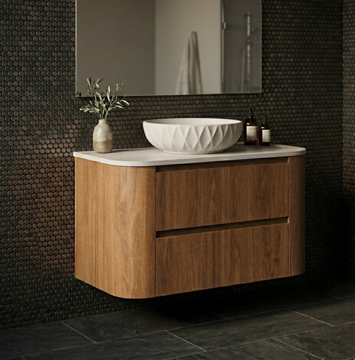 Coogee TWIN Rouned Curve Corner 750 mm Vanity - Optional Stone Bench Top