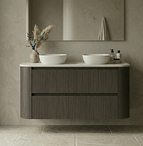 Coogee TWIN Rouned Curve Corner 1200 mm Vanity - Optional Stone Bench Top