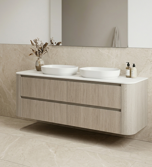 Coogee TWIN Rouned Curve Corner 1201 - 1499 mm Vanity - Optional Bench Top