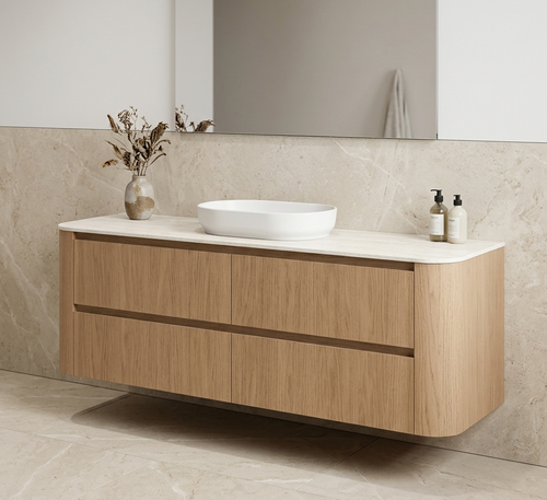 Coogee TWIN Rouned Curve Corner 1201 - 1499 mm Vanity - Optional Bench Top