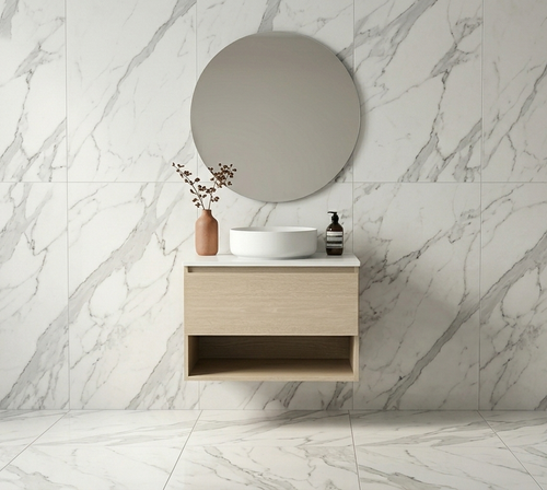 Infinity Short Wall Hung Vanity 450 - 590 mm, Open Shelf - Optional Stone Bench Top