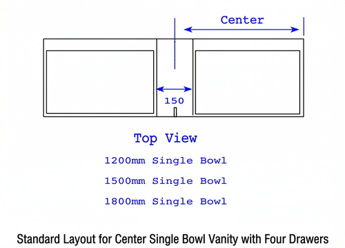 Infinity Short Wall Hung Vanity 1500 mm, Open Shelf - Optional Stone Bench Top