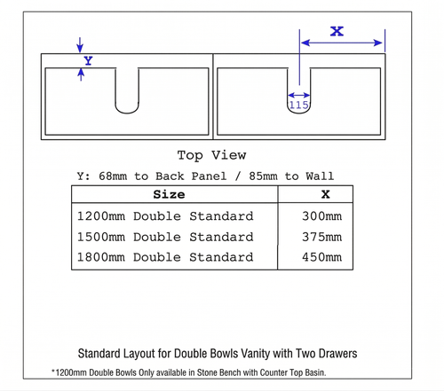 Infinity Short Wall Hung Vanity 910 - 1190 mm, Open Shelf - Optional Stone Bench Top