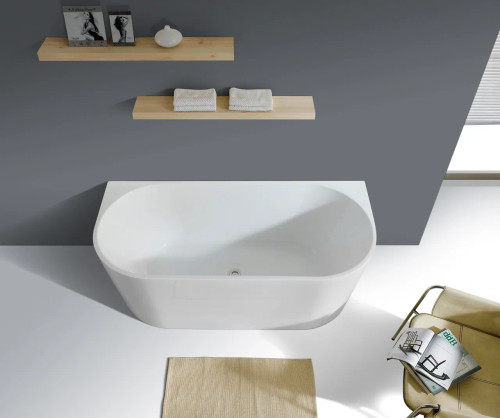 Venus Freestanding Back to Wall Bathtub 1300mm Gloss White