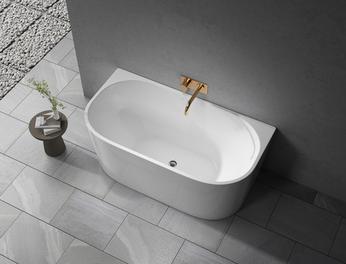 Venus Freestanding Back to Wall Bathtub 1300mm Gloss White