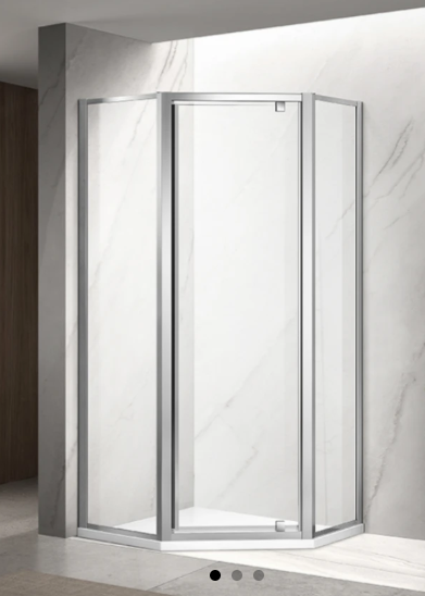 Semi-frame Pivot Door Diamond Shower Screen 6mm Tempered Toughen Glass  -Chrome