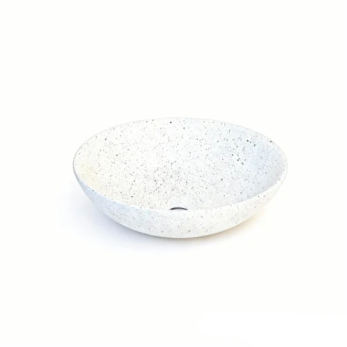 Sasso 40 Counter-top Round Basin - Speckled White