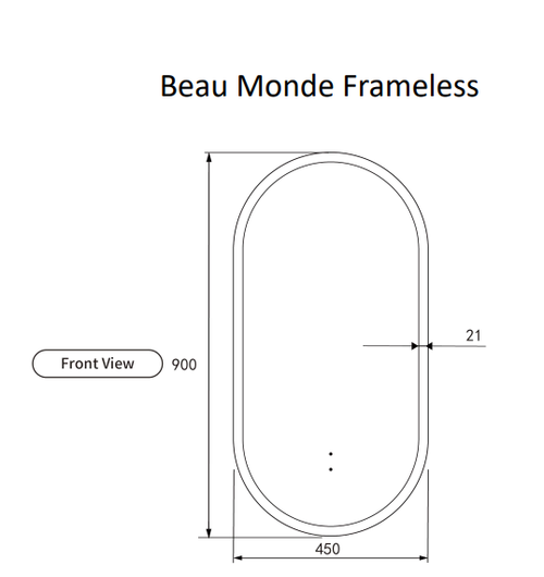 Aulic Beau monde oval 450*900mm Led Mirror -Frameless