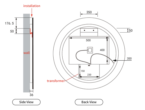 Aulic Windsor Round 900mm Led Mirror -Matte White Framed