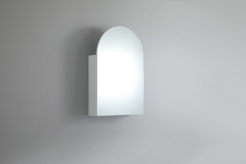 Olivia PVC Shaving Cabinet Single Door with Arch Mirror 600*900*155 Matt white