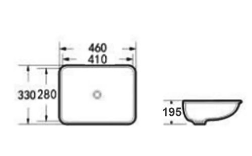 Undermount Square460x330x175 Gloss White Ceramic Basin With Overflow