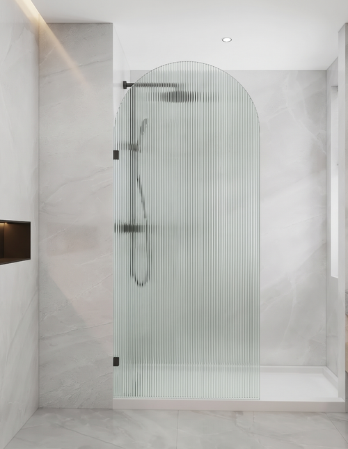 Frameless Arch Fluted Fixed Panel Shower Screen Glass 700 mm 900mm & 1000mm