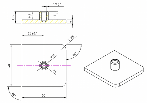 Wall Brackets for Frameless Shower Screen - Brushed Nickel