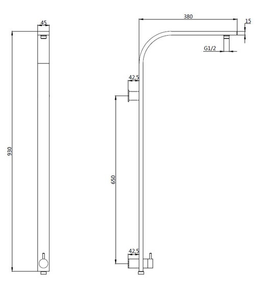 2 in 1 Square Shower Combo Gun Metal  --- UNIVERSAL INLET