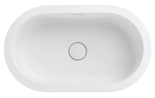 Bella Vista Doros Matt White Solid Surfurce Drop In or Undermount Basin with overflow 530x320x168mm