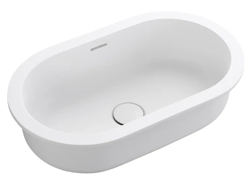 Bella Vista Doros Matt White Solid Surfurce Drop In or Undermount Basin with overflow 530x320x168mm