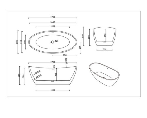 Valla Acrylic Free Standing Bathtub 1500 & 1700MM Matt White  ***WITH OVERFLOW
