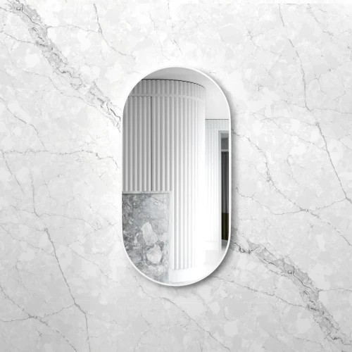 OTTI Noosa 1200(W)x600(H) White Metal Frame Tuffi Mirror- Install Horizontal or Vertical