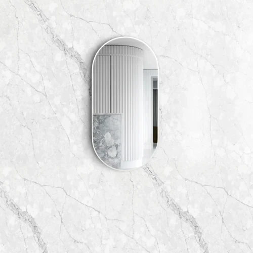 OTTI Noosa 900(H)x450(W) White Metal Frame Tuffi Mirror 