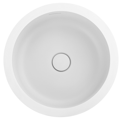 Bella Vista Kalos Matte White Solid Surfurce Drop In or  Undermount Basin with overflow 400 x 400 x 155mm
