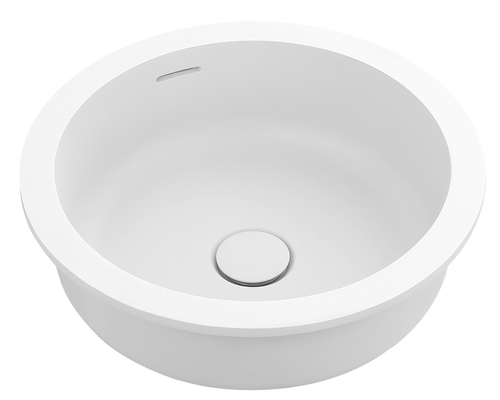 Bella Vista Kalos Matte White Solid Surfurce Drop In or  Undermount Basin with overflow 400 x 400 x 155mm