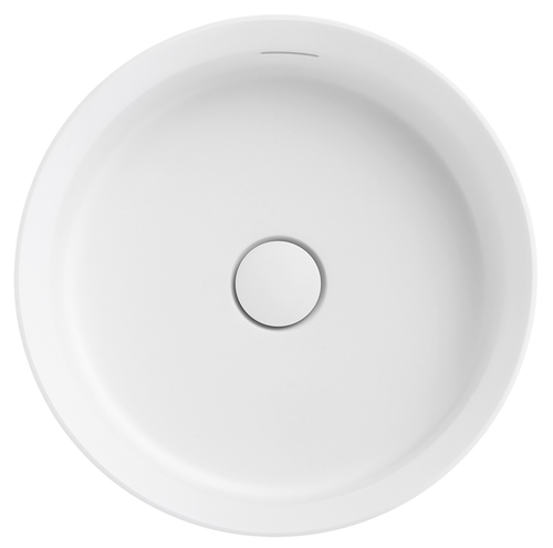 Bella Vista Thyra Matte White Solid Surfurce Basin with overflow 380 x 380 x 125mm