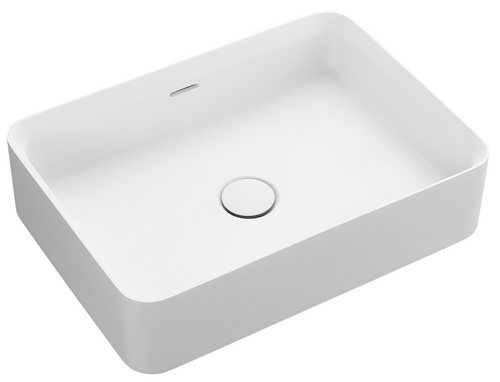 Bella Vista Astera Matte White Solid Surfurce Basin with overflow 500 x 360 x 120mm