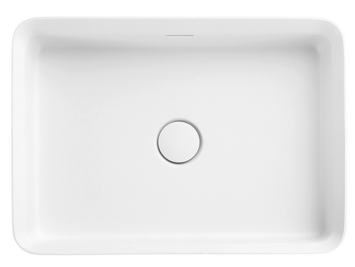 Bella Vista Astera Matte White Solid Surfurce Basin with overflow 500 x 360 x 120mm