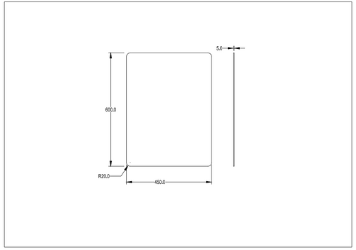 R20 Radius Corner Rectta Plain Pencil Edge Mirror