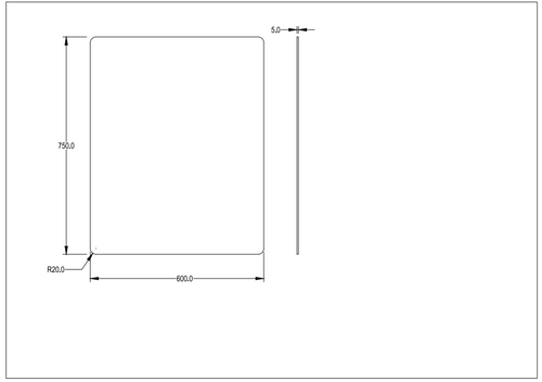 R20 Radius Corner Rectta Plain Pencil Edge Mirror