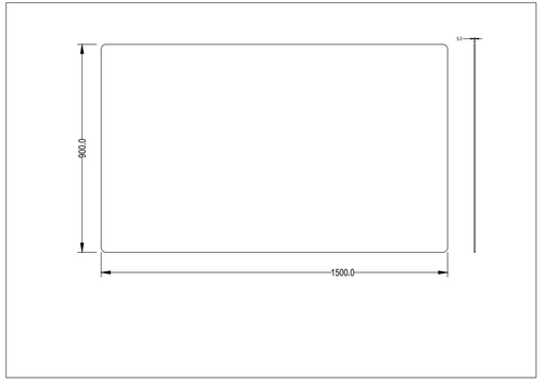 R20 Radius Corner Rectta Plain Pencil Edge Mirror