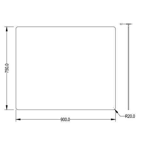 R20 Radius Corner Rectta Plain Pencil Edge Mirror