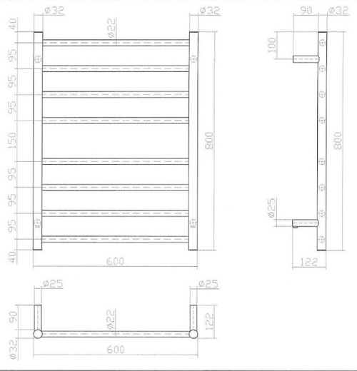 Brushed Copper / Bronze Heated Towel Rail & Ladder  - Round