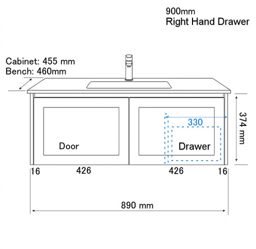 England Hampton White Shaker Wall Mount 900 mm Vanity  - Optional Stone Bench