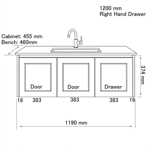 England Hampton White Shaker Wall Mount 1200 mm Vanity  - Optional Stone Bench