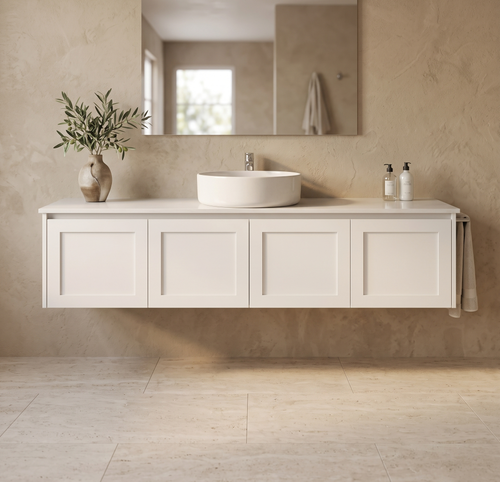 England Hampton White Shaker Wall Mount 1800 mm Vanity  - Optional Stone Bench