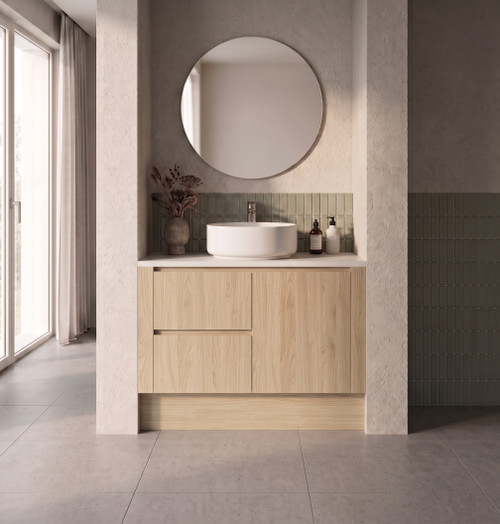 Wall to Wall Vanity 890 mm to 1010 mm Evolution Tall - TimberGrain -  Optional Benchtop