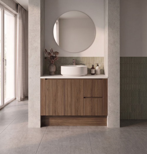Wall to Wall Vanity 1090 mm to 1180 mm Evolution Tall - TimberGrain -  Optional Benchtop