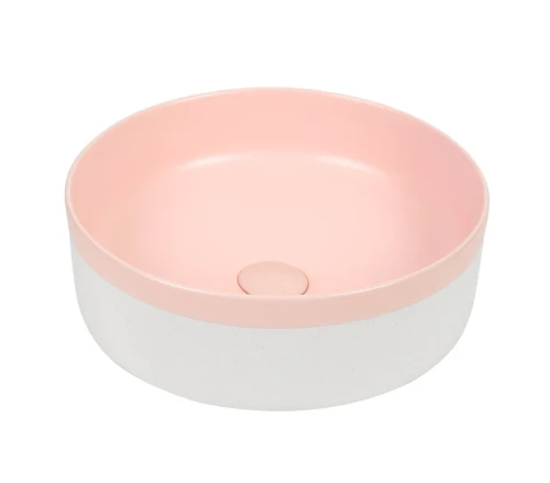 Round Above-Counter Basin Textured Exterior Finish with Matt Pink , Interior Smooth Finish  