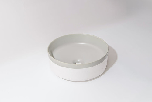 Round Above-Counter Basin Textured Exterior Finish with Matt Grey , Interior Smooth Finish  375x375x135mm 