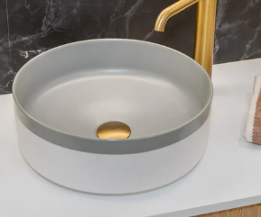 Round Above-Counter Basin Textured Exterior Finish with Matt Grey , Interior Smooth Finish  375x375x135mm 